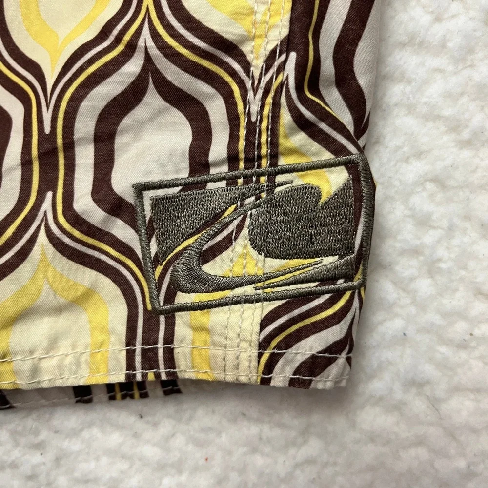 O'Neill Board Shorts‎ Mens 36/38 Yellow Brown Geometric Psychedelic Swim Trunks